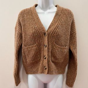 🆕 Madewell Speckled Rib Cardigan Sweater Marled Acorn XXS Women